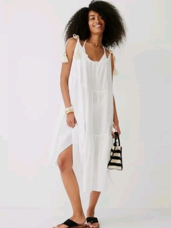 J. Crew Dresses & Skirts - J.Crew Tiered Rope-Tie Sundress in white | size XXS-XS